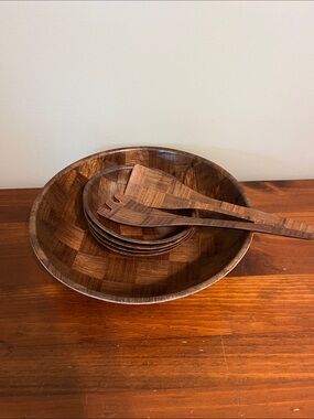 Wood Japanese Salad Serving Set, 7 pieces